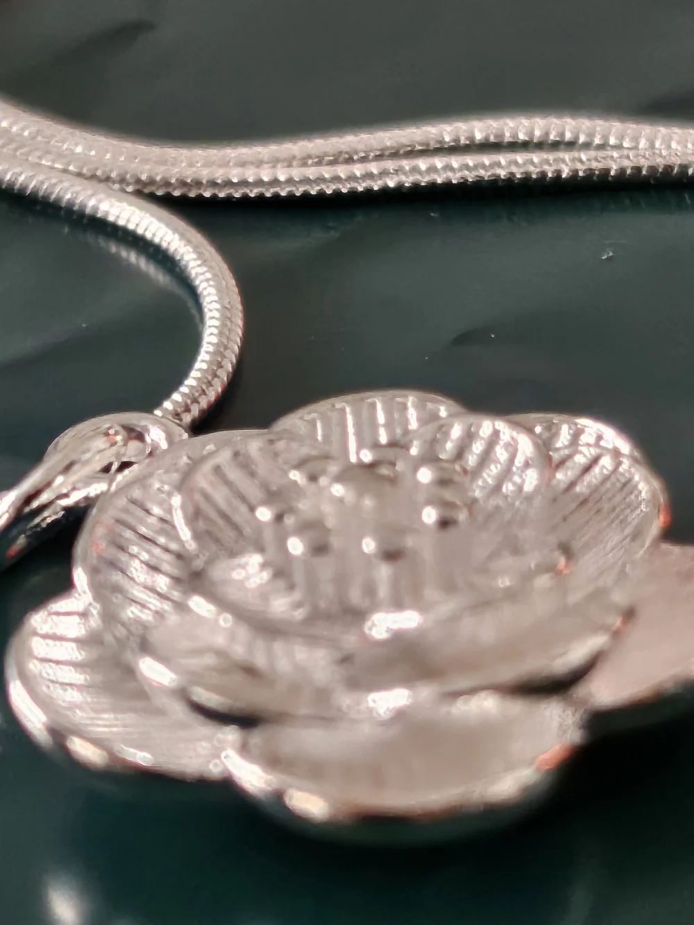 Sterling Silver Floral Pendant Necklace - Silver
